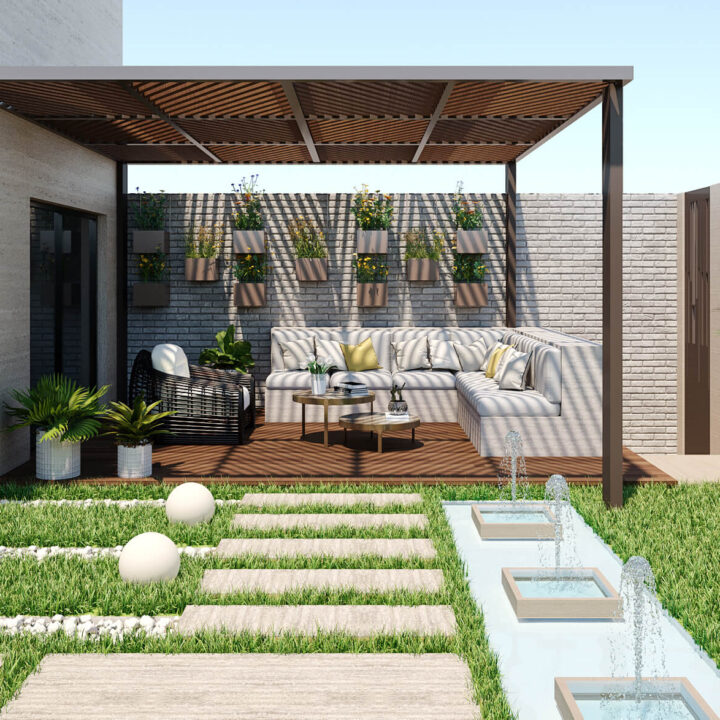 تصميم حديقة فيلا صغيرة