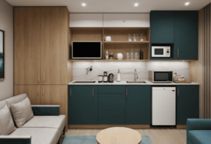 hotel room kitchenette design
